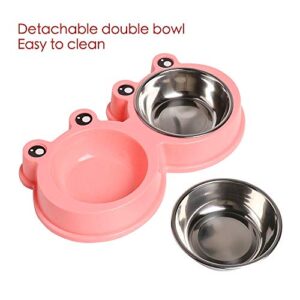 Double Dog Cat Bowls Premium Stainless Steel Pet Bowls with No-Slip Stainless Steel Cute Modeling Pet Food Water for Feeder Dogs Cats Rabbit and Pets