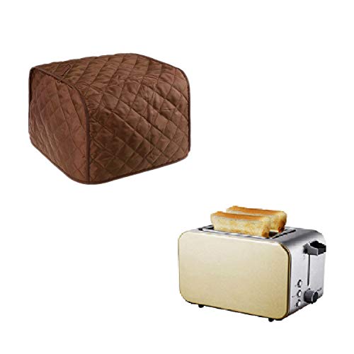 KUYLENT Coffee Color Polyester Fabric Quilted Two Slice Toaster Appliance Dust-proof Cover, Dust and Greasy Protection