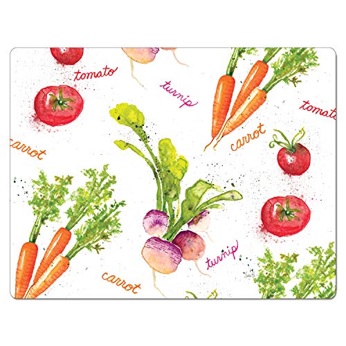 Cut N' Funnel Veggie Splash Designer Flexible Plastic Cutting Board Mat, 15" x 11.5", Made in the USA, Decorative, Flexible, Easy to Clean