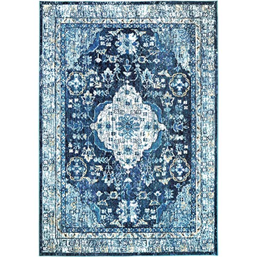 Home Dynamix Patio Starlight Willow Area Rug, 6'6"x9'2" Rectangle, Navy Blue/Ivory
