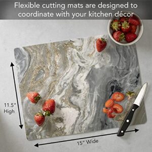 Cut N' Funnel Quartz, Designer Flexible Cutting Board Mat, 15" x 11.5", Made in the USA, Decorative, Flexible, Easy to Clean