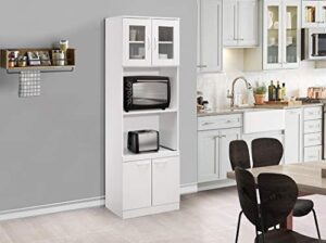 kings brand furniture danbury tall kitchen pantry, microwave storage cabinet, white, 23" w x 15" d x 70" h