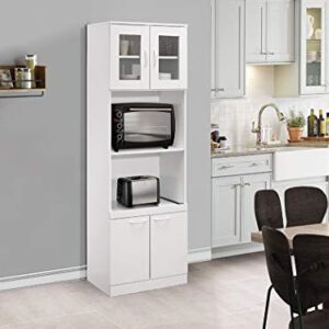 Kings Brand Furniture Danbury Tall Kitchen Pantry, Microwave Storage Cabinet, White, 23" W x 15" D x 70" H