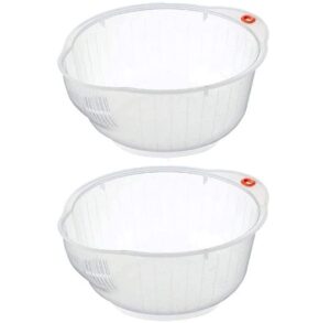 inomata japanese rice washing bowl with side and bottom drainers, clear limited edition