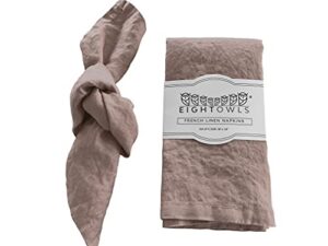 linen napkins –100% french flax – stonewashed pure linen cloth napkins - size 18 inch x 18 inch – set of 4 (natural rustic taupe)