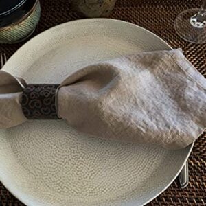 Linen Napkins –100% French Flax – Stonewashed Pure Linen Cloth Napkins - Size 18 Inch x 18 Inch – Set of 4 (Natural Rustic Taupe)