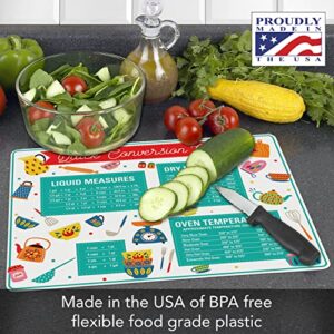 Cut N' Funnel Quick Conversion Measurement Chart on Flexible Cutting Board Mat Made in the USA of BPA Free Food Grade Plastic