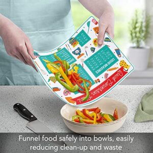 Cut N' Funnel Quick Conversion Measurement Chart on Flexible Cutting Board Mat Made in the USA of BPA Free Food Grade Plastic