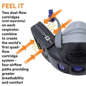 Secure Click 3M Respirator, Half Face Reusable Respirator with Speaking Diaphragm and Push Button Seal Check, HF-803SD, Sweeping, Sanding, Grinding, Sawing, Dust, Large