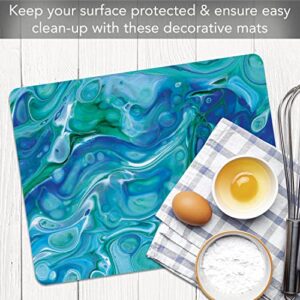 Cut N' Funnel Blue Fluidity Designer Flexible Cutting Board Mat, 15" x 11.5", Made in the USA, Decorative, Flexible, Easy to Clean