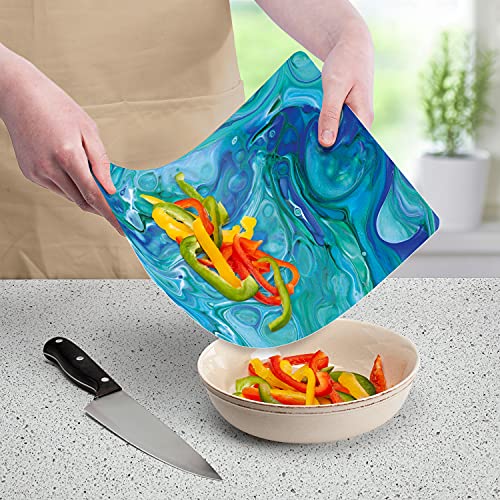 Cut N' Funnel Blue Fluidity Designer Flexible Cutting Board Mat, 15" x 11.5", Made in the USA, Decorative, Flexible, Easy to Clean