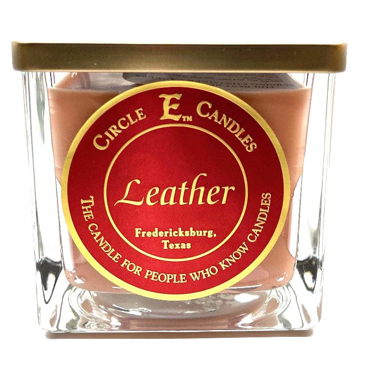 Circle E Candles, Leather Scent, Medium Size Jar Candle, 22oz, 2 Wicks