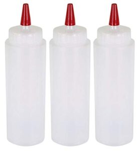pinnacle mercantile 3 pack condiment squeeze bottles 8-ounce red cap soft squeeze for icing, ketchup, frosting, cookie decorating, sauces
