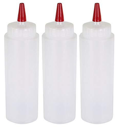 Pinnacle Mercantile 3 Pack Condiment Squeeze Bottles 8-ounce Red Cap Soft Squeeze for Icing, Ketchup, Frosting, Cookie Decorating, Sauces