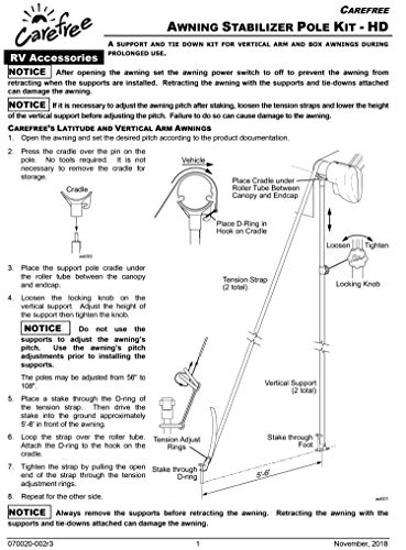 Carefree HD Stabilizer Awning Support Pole Kit - R019399-002