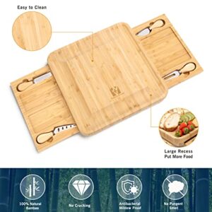 Vestaware Charcuterie Boards, Large Charcuterie Board Set, Bamboo Cheese Board and Knife Set, Wedding Gifts, House Warming Gifts New Home, Serving Ttrays for Party