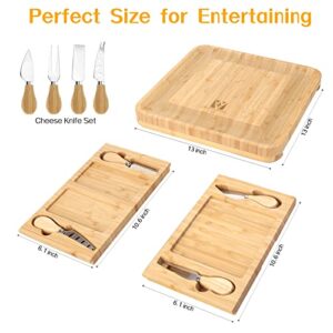 Vestaware Charcuterie Boards, Large Charcuterie Board Set, Bamboo Cheese Board and Knife Set, Wedding Gifts, House Warming Gifts New Home, Serving Ttrays for Party