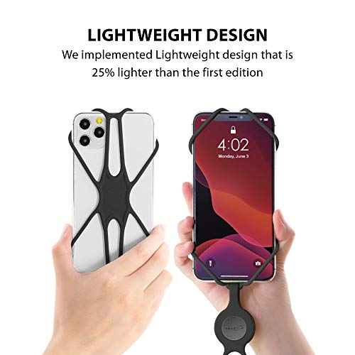 【Bone】 Lanyard Phone Tie 2 with Card Holder, Universal Phone Lanyard Neck Holder, Cell Phone Lanyard w/Card Holder for iPhone 14 13 12 Pro Max, Galaxy S Pixel, Fits 4 to 6.7"- Black