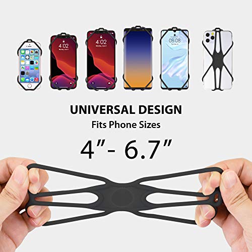 【Bone】 Lanyard Phone Tie 2 with Card Holder, Universal Phone Lanyard Neck Holder, Cell Phone Lanyard w/Card Holder for iPhone 14 13 12 Pro Max, Galaxy S Pixel, Fits 4 to 6.7"- Black