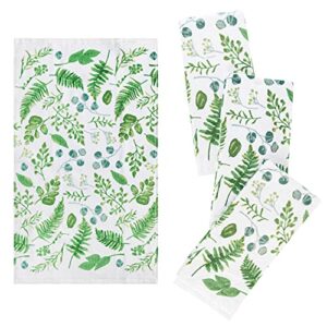franco kitchen designers set of 4 decorative soft and absorbent cotton dish towels, 15 in x 25 in, tossed greenery