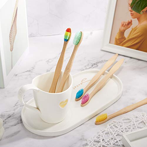 40 Pieces Bamboo Toothbrushes Charcoal Toothbrush Biodegradable Tooth Brush Natural Bamboo Toothbrushes with BPA-Free Nylon Bristles in 8 Colors