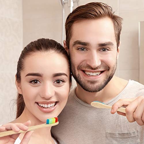 40 Pieces Bamboo Toothbrushes Charcoal Toothbrush Biodegradable Tooth Brush Natural Bamboo Toothbrushes with BPA-Free Nylon Bristles in 8 Colors