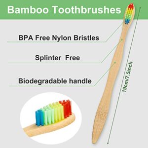 40 Pieces Bamboo Toothbrushes Charcoal Toothbrush Biodegradable Tooth Brush Natural Bamboo Toothbrushes with BPA-Free Nylon Bristles in 8 Colors