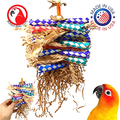 Bonka Bird Toys 3450 Paper Shred Cardboard Bamboo Shred Chew Parrot Cockatoo Amazon Conure African Grey