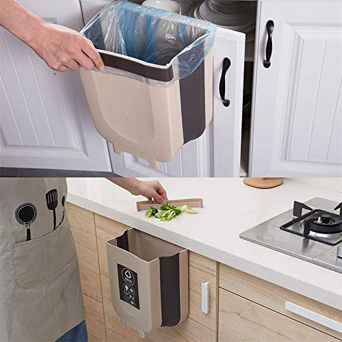 2pcs Hanging Trash Can for Kitchen Cabinet Door, Foldable Waste Bins Hanging Trash Holder for Bathroom Bedroom Office Car Portable Home Outdoor Garbage Can