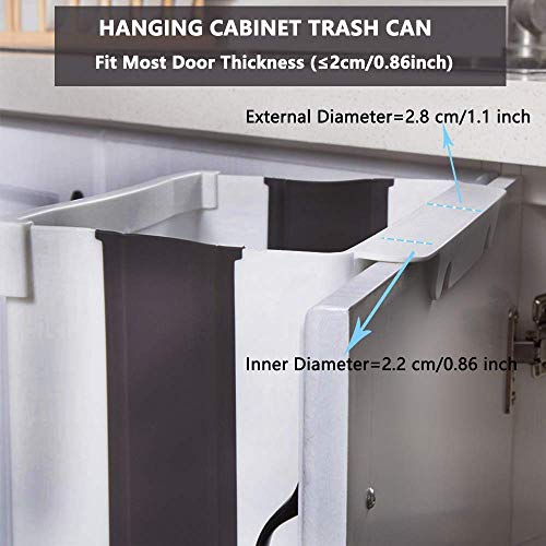 2pcs Hanging Trash Can for Kitchen Cabinet Door, Foldable Waste Bins Hanging Trash Holder for Bathroom Bedroom Office Car Portable Home Outdoor Garbage Can