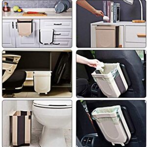 2pcs Hanging Trash Can for Kitchen Cabinet Door, Foldable Waste Bins Hanging Trash Holder for Bathroom Bedroom Office Car Portable Home Outdoor Garbage Can