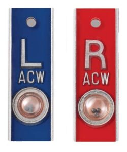 aluminum x-ray markers with bead positioners - blue/red, left & right set, 1/2" lead letters"l" &"r"