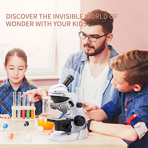 SWIFT Microscope for Kids Children Student 60X-200X,Compound Monocular Microscope with 42 PCS Accessories Including Smartphone Adapter, 10 PCS Blank Slides for Beginners