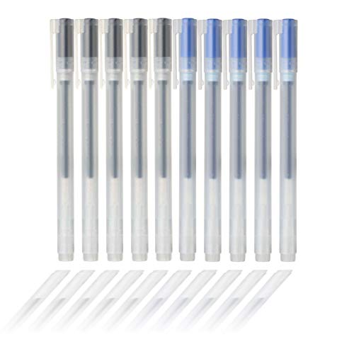 Muji Gel Ink Ballpoint Pens 0.5mm 2-color set Black-5 Pcs Blue-5Pcs