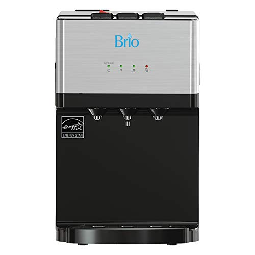 Brio Countertop Self Cleaning Bottle Less Water Cooler Dispenser with Filtration - Hot Cold and Room Temperature Water