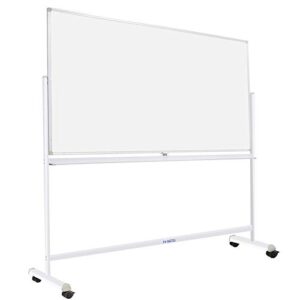 mobile whiteboard 72"x40" magnetic dry erase board with stand double-sided rolling whiteboard for office, home & school