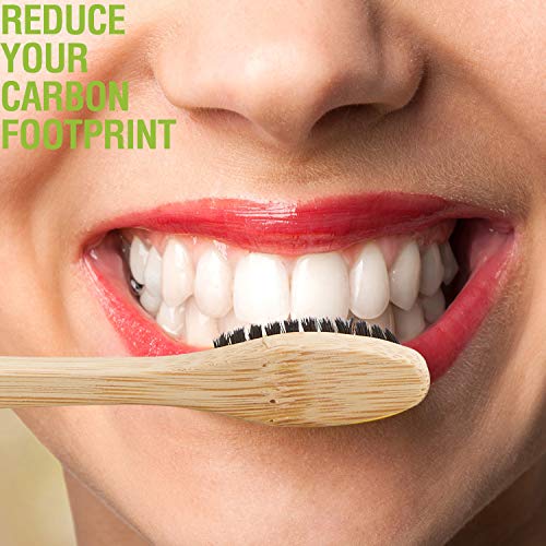 20 Pieces Bamboo Toothbrushes Reusable Charcoal Bamboo Toothbrush Natural Reusable Toothbrushes with BPA-Free Soft Bristles and Natural Wooden Handle in Individually Packaged