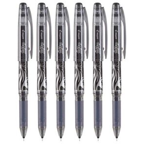 pilot frixion point gel stick pen, extra fine point, erasable, 0.5mm, black ink, 6 count