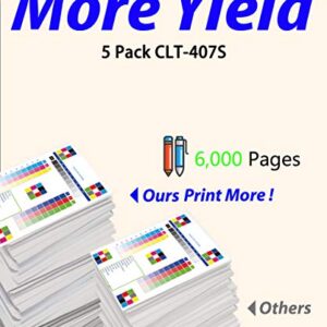 5-Pack ColorPrint Compatible CLP325 Toner Cartridge 407S Replacement for Samsung CLT407S CLT-407S CLP-325 fit for CLP-320 CLP-320N CLP-321N CLP-325W CLX 3180 CLX-3185N 3185FW Printer (2BK, 1C, 1M, 1Y)