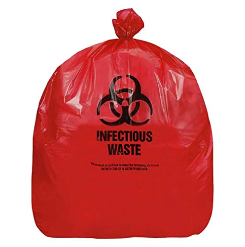 Resilia Medical - Biohazard Bags - Hazardous Waste Disposal, Meets DOT ASTM Standards for Hospital Use, Red, 40-45 Gallon, 40x46 Inches, 20 Bags