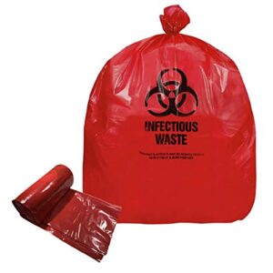 Resilia Medical - Biohazard Bags - Hazardous Waste Disposal, Meets DOT ASTM Standards for Hospital Use, Red, 40-45 Gallon, 40x46 Inches, 20 Bags