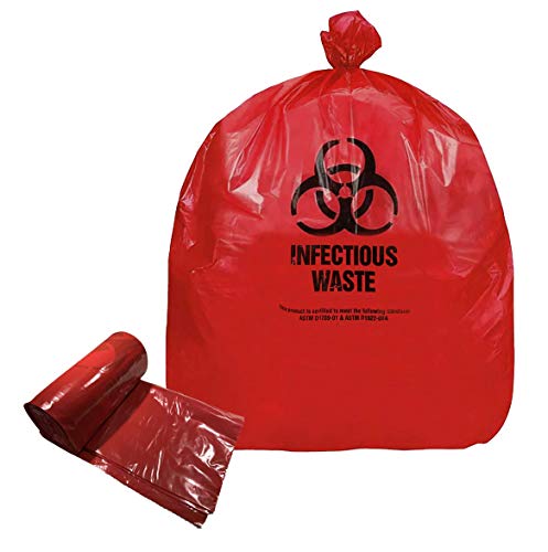 Resilia Medical - Biohazard Bags - Hazardous Waste Disposal, Meets DOT ASTM Standards for Hospital Use, Red, 40-45 Gallon, 40x46 Inches, 20 Bags