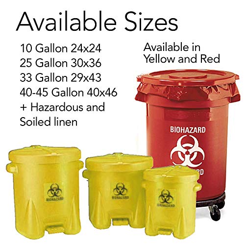 Resilia Medical - Biohazard Bags - Hazardous Waste Disposal, Meets DOT ASTM Standards for Hospital Use, Red, 40-45 Gallon, 40x46 Inches, 20 Bags