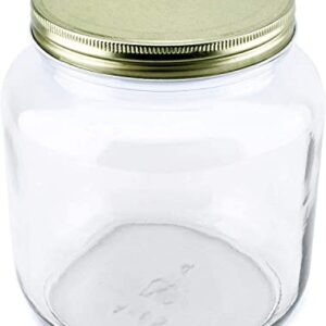 Cornucopia Large Coin Bank Jar; Half Gallon Clear Glass Piggy Bank with Gold Slotted Lid