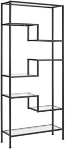 crosley furniture sloane modern glass etagere, matte black