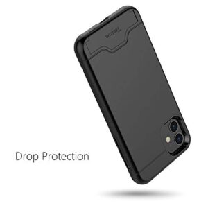 Teelevo Wallet Case for Apple iPhone 11, Dual Layer Case with Card Slot Holder and Kickstand for Apple iPhone 11 - Black