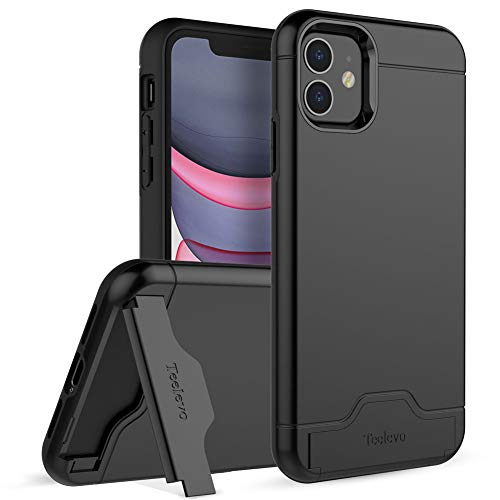 Teelevo Wallet Case for Apple iPhone 11, Dual Layer Case with Card Slot Holder and Kickstand for Apple iPhone 11 - Black