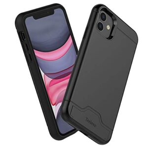 Teelevo Wallet Case for Apple iPhone 11, Dual Layer Case with Card Slot Holder and Kickstand for Apple iPhone 11 - Black