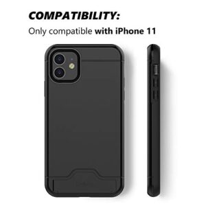 Teelevo Wallet Case for Apple iPhone 11, Dual Layer Case with Card Slot Holder and Kickstand for Apple iPhone 11 - Black