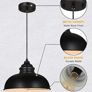 KARMIQI 12 inch Pendant Lights Black Pendant Light Fixtures Industrial Vintage Hanging Lamp, Adjustable Barn Pendant Lights Kitchen Island Stair Hallway Dining Room